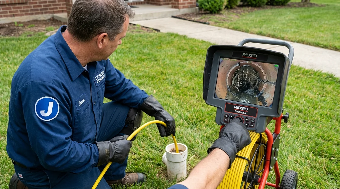 Sewer camera inspection being performed by Johns Plumbing LLC in Pittsfield